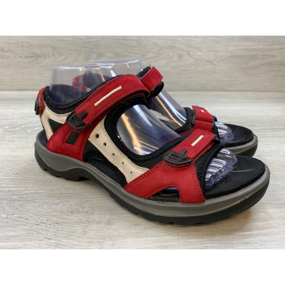 Ecco Receptor Technology Sandals Red Black Hiking Walking Strappy Women's 8.5